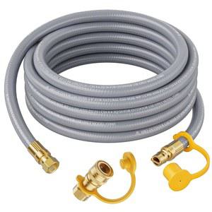 퀵 커넥트 저압 LPG 호스가 장착된 24피트 3/8인치 ID 천연가스 호스 웨버 샤브롤 피자 오븐 야외 그릴 파티오 히터 등 다양한 용도로 사용할 수 있습니다