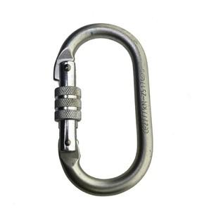 호환 합금강 타원형 모양 25KN 암벽 등반 하이킹 나사 잠금 카라비너 키 체인 스프링 스냅 클립