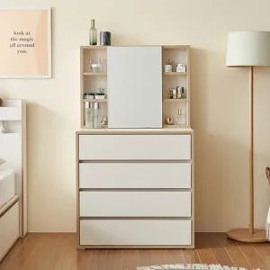 우아미가구 모나 수납거울 4단 서랍장 800 화장대 세트