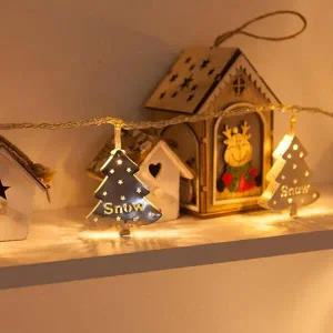 [아트박스]/플라워트리 크리스마스 트리 모양 건전지 전구 LED 30P 철재 실버