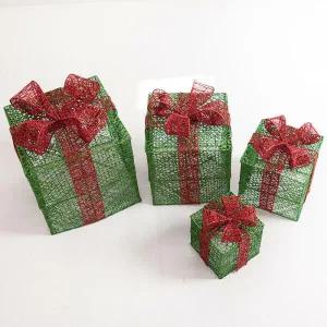 아트박스/플라워트리 크리스마스 선물상자 대형 장식 4단 니켈 녹박스 35cm