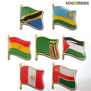 세계 각국의 휘날리는 국기뱃지(탄자니아 르완다 팔레스타인 잠비아 볼리비아 페루 오만)