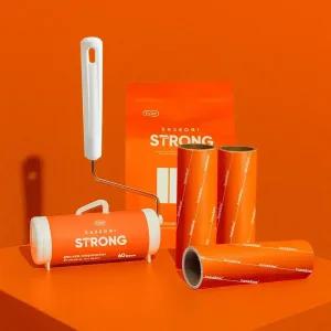 스트롱 사선 돌돌이 롤 테이프 클리너 본체+리필 4개