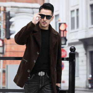 [제이큐]남성 캐주얼 양털 모피 양면 하프코트 다크브라운