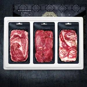 갤러리아 횡성한우 행복3호 등심 안심 차돌 세트 1.2kg