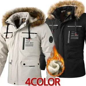 남성 가을겨울 YOUR OWN WAY 양모퍼 라쿤 탈부착 후드 캐쥬얼 웰론 패딩점퍼 발수 방풍 보온 바람막이 4칼라