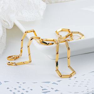 14K 18K 대나무 체인 줄 남자 여자 금 목걸이 2D 레이어드 커플 선물