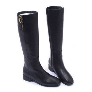 갤러리아 세라 여성 소가죽 사각코 기모 데일리 롱 부츠 TCL21602 블랙 3CM