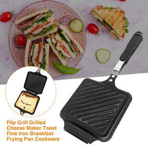 토스트 팬 샌드위치 캠핑 간편한 청소 프라이팬 플립 그릴 미세 철 구운 치즈 메이커 급속 가열 조리기구