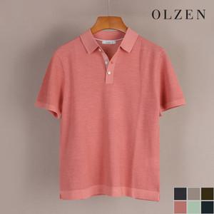 [올젠] 이지케어 반팔 카라 니트 (ZOB2ET1301)