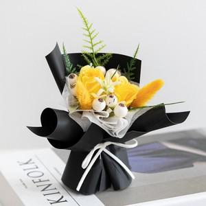 장미 성묘 꽃다발 조화 블랙로즈 14cm 납골당 산소 추모 장식 수목장