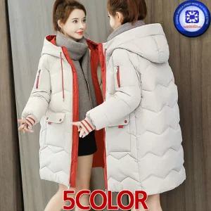 여성 가을겨울 GRACE 그레이스 배색 팔지퍼 카고포켓 웰론 롱 후드패딩 점퍼 6칼라 /4 