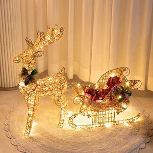 크리스마스 LED 사슴 썰매 대형 장식 세트 글리터 70cm 소품 용품 데코 루돌프 파티 꾸미기 카페 매장 로비