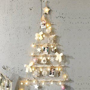 [신세계몰]크리스마스 벽트리 우드 행잉트리 조명 붙이는 벽걸이 트리 줄트리 풀세트 30P 카페 인테리어