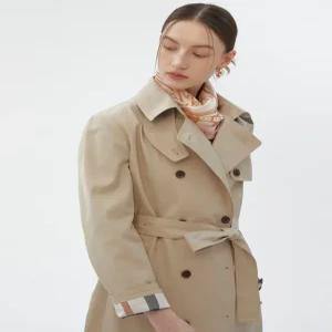 닥스 여성 24SS [클리어런스]베이지 닥스문장포인트 면혼방 더블롱 트렌치코트 DLCO4BE23I2