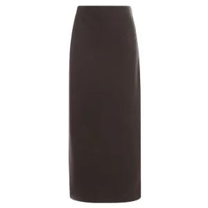 여성 포슬 일자핏 뒤트임 데일리 밴딩 롱 스커트 PIC-WSK-1639-브라운
