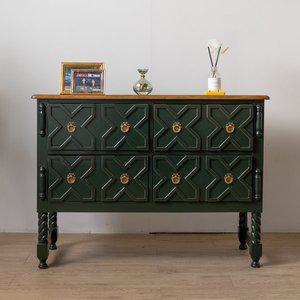 [소피아엘렌]라이사 프렌치 엔틱 현관 콘솔 서랍장 다크 그린