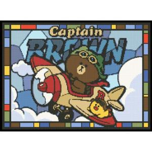 [OFM6685S]라인프렌즈 글라스아트 캡틴 보석십자수 38x52