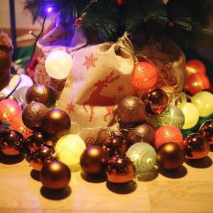 [OFLP9593]트리 오너먼트 볼장식 5cm 16입  버건디