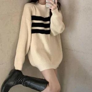 [라일리의류] Rly 정장 빅사이즈라운드넥  스웨터 코디 롱니트 티