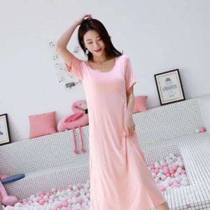 브라캡 여성잠옷원피스 브라탑 노브라홈웨어 롱원피스