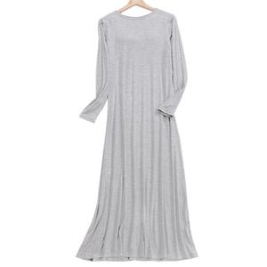 모달 긴팔 롱원피스잠옷 브라캡내장 브라탑홈웨어 긴 부드러운 스판