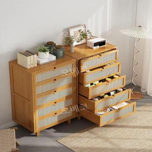 원목서랍장 라탄수납장 틈새 폭좁은 슬림 선반장 침대옆 거실 안방 우드