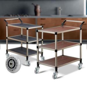 [RG18M7RT]월넛우드 3단 중 무소음바퀴 이동식카트 카