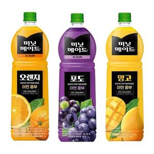 한번에먹자 1.5L 과즙음료 혼합 3종 / 미닛메이드 오렌지 2개 + 포도 2개 + 망고 2개 / 총 6개
