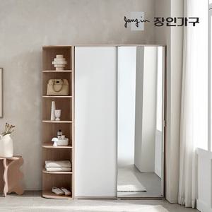 장인가구 코라 1600 슬라이딩 옷장 세트 1200 거울옷장 (행거형)+400 측면 코너장