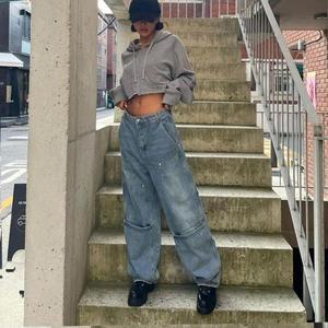 [기타]여자 로우라이즈 유니크 포켓 연청 흑청 청바지