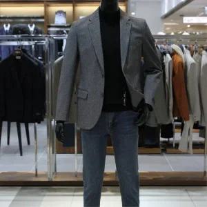 [바쏘](의정부점)24 FW 수입원사 사방스판 SETUP PLAY 헤링본패턴 캐주얼 남성콤비재킷 블랙그레이