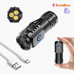 40g 초경량 3구 LED 충전식 손전등 밝은 미니 후레쉬