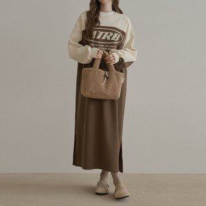 [공구우먼] [제작] 티라인 배색 루즈핏 롱 원피스 78869 빅사이즈여성의류