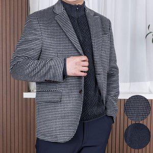 [기타]중년 남자 겨울 모직 양트임 체크 콤비 신사 자켓