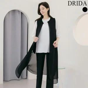 [하프클럽/]엄마옷  여성 정장 조끼 여름 빅사이즈 이중 숄 롱 맥시 블랙 베