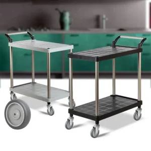 에이치플러스몰 플라스틱 PP 2단 특대 회색바퀴 웨곤 무빙카트 써빙카 서빙카 써빙카트 써빙카