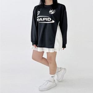 여성 3컬러 오버핏 스포티 유니폼 감성 져지티셔츠