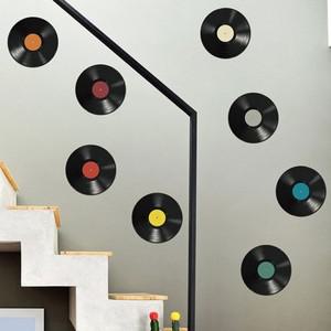 에이치플러스몰 현관 거실 카페 인테리어 LP 레코드판 포인트 벽지 레코드판스티커 인테리어장식