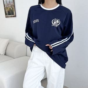 여성 3컬러 스포티 유니폼 스타일 테잎 져지티셔츠