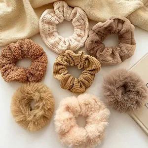 겨울 헤어 스크런치 7종 세트 똥머리 곱창밴드 털머리-WDA229B