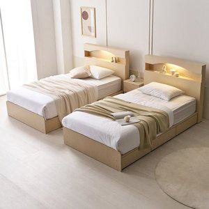 [상일리베가구] 로한 LED 트윈 침대 SS+SS (독립매트)