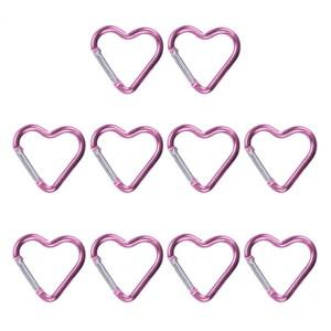 카라비너 클립 하트 모양 카라비너 후크 소형 퀵 링크 스냅 후크 클립 강한 하중 지지 키 홀더 캠핑 10 개