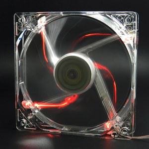 컴퓨터 PC 케이스, CPU 쿨러 및 라디에이터용 무음 냉각 팬이 장착된 오토라이저 CP-FAN-12025CR 120mm 슬리브, 꽤 투명하고 투명(레드 쿼드 4-LED)