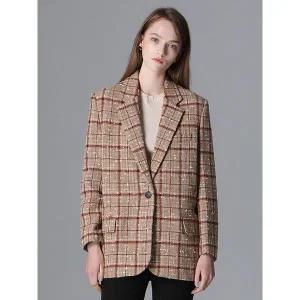 [리스트]프리미엄 울소재 체크 원버튼 자켓  택가격 598000원 _P331336878