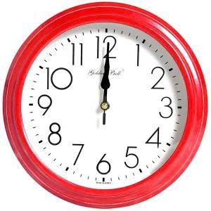 PM5243 무소음 메탈 원형 벽시계 25cm 레드 제조한국