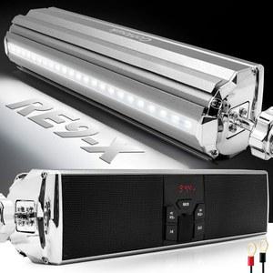 GoHawk RE9-X 3세대 방수 블루투스 모터사이클 스테레오 스피커 LED 사운드바 7 /8-1.25인치. 핸들바 마운트 MP3 뮤직 플레이어 오디오 앰프 시스템 ATV 4 휠러스 USB AUX FM 라디오