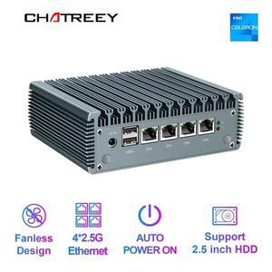 Chatreey 2.5G pfSense 방화벽 인텔 펜티엄 N4000 4 x i225 닉스 소프트 라우터 DDR4 팬리스 미니 PC OPNse