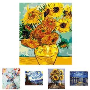 DIY명화그리기 페인팅 고흐의 해바라기화병 40X50/그리기/그림/세트/명화/색칠/하기/취미/생활/캔버스/DIY
