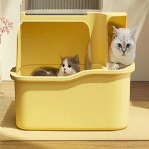 고양이 화장실 방지 뚜껑 비말 높은입구 후드형 망고옐로 고양이뚜껑화장실 반려묘 거름망